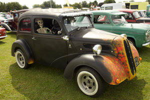 Ford Pilot V8 with skeleton (Must have been a long journey)