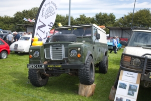 Land Rover with pet Tree Stump